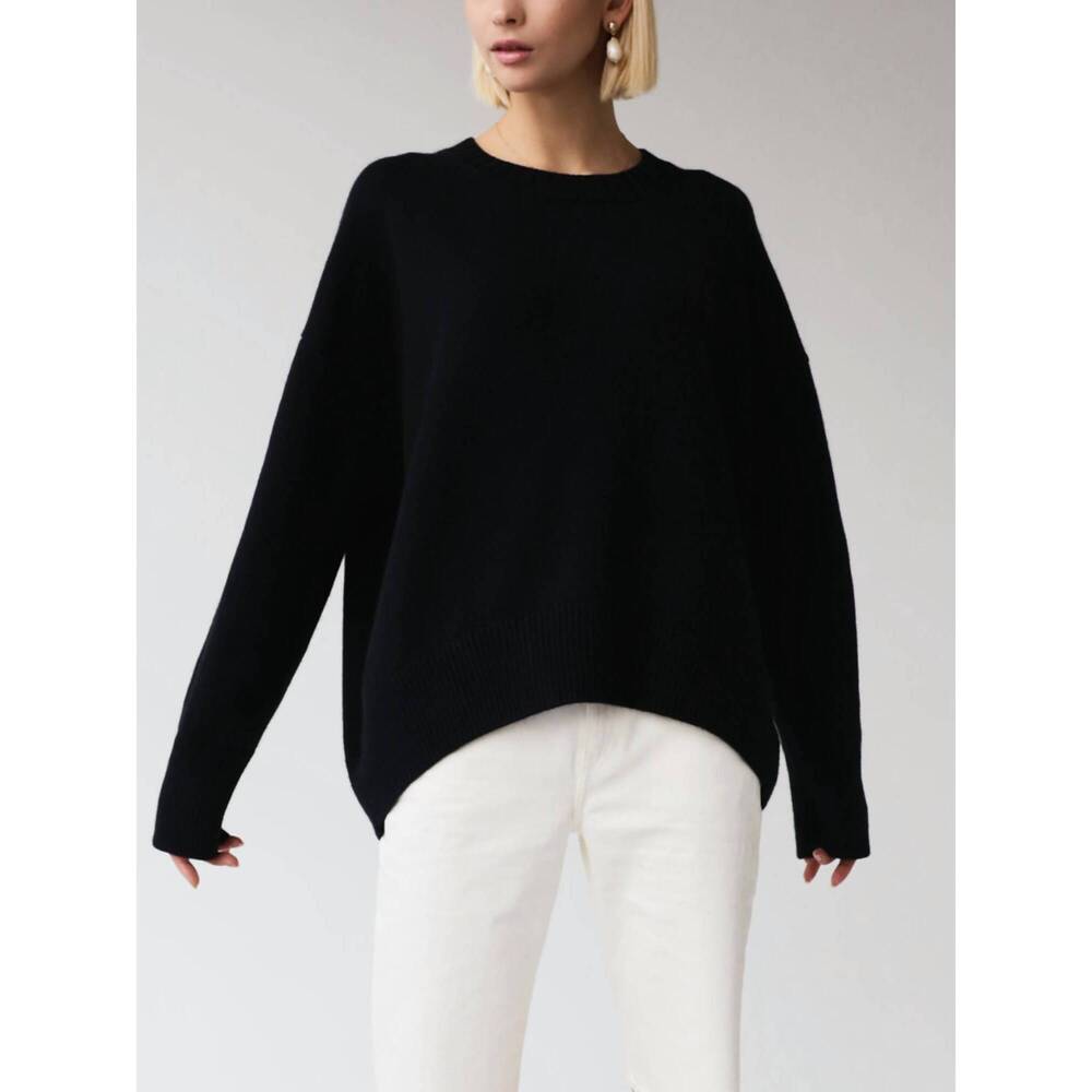 NEW ROSA CLOTHING soft oversized crew neck sweater in black
